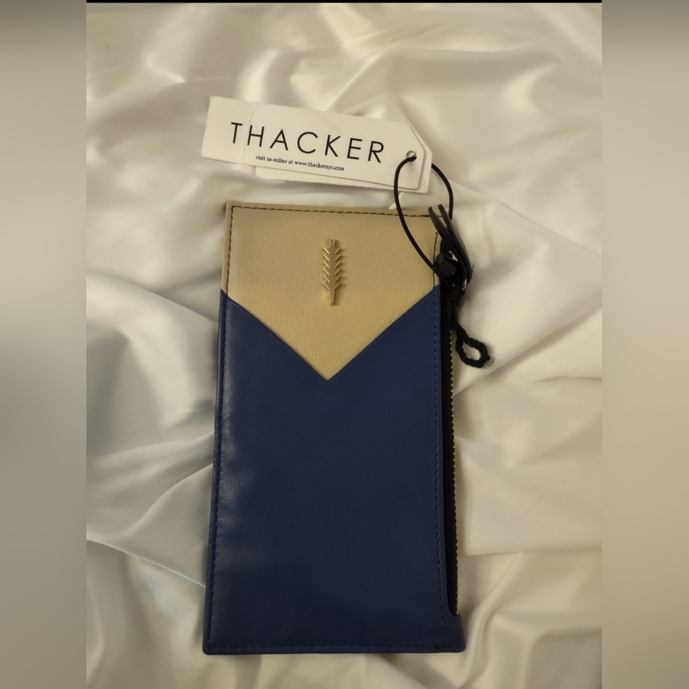 Thacker Blue and Tan Leather Wallet